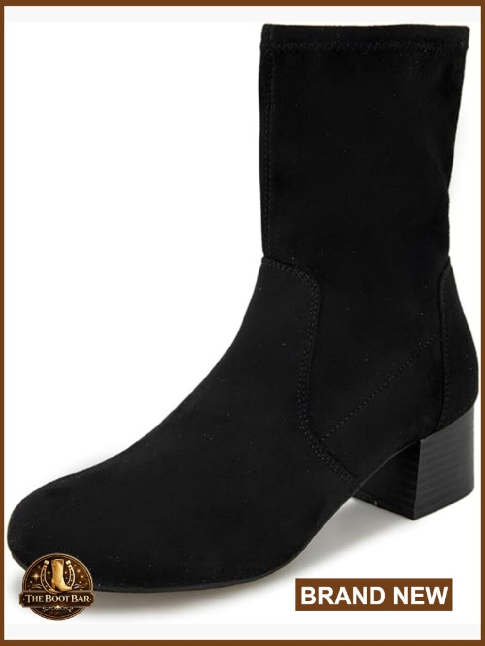 Stretch Ankle Booties with Inside Zip Cushioned Footbed 1.75" Block Heel